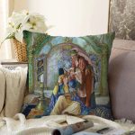 Osmanlı Temalı Kadınlar Yağlı Boya Dijital Baskılı Dekoratif Modern Raşel Kadife Yastık Kırlent Kılıfı Realhomes