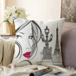 Kadın Silüeti Desenli Dijital Baskılı Dekoratif Modern Raşel Kadife Yastık Kırlent Kılıfı Realhomes