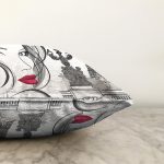 Kadın Silüeti Desenli Dijital Baskılı Dekoratif Modern Raşel Kadife Yastık Kırlent Kılıfı Realhomes