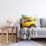 Klasik Araba Temalı Dijital Baskılı Dekoratif Modern Raşel Kadife Yastık Kırlent Kılıfı Realhomes