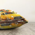 Klasik Araba Temalı Dijital Baskılı Dekoratif Modern Raşel Kadife Yastık Kırlent Kılıfı Realhomes