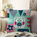 - Sonil-K188-Gorsel - Realhomes Love Yazılı Sevimli Baykuş Desenli Dijital Baskılı Dekoratif Modern Raşel Kadife Yastık Kırlent Kılıfı Realhomes