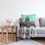 - Print - Realhomes Galata Kulesi İllüstrasyon Dijital Baskılı Dekoratif Modern Şönil Yastık Kırlent Kılıfı Realhomes