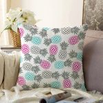 - Sonil-K2014-Gorsel - Realhomes Beyaz Zeminde Ananas Motifli Dijital Baskılı Dekoratif Raşel Kadife Yastık Kırlent Kılıfı Realhomes