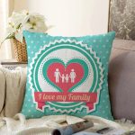 I Love My Family Aile Temalı Dijital Baskılı Dekoratif Raşel Kadife Yastık Kırlent Kılıfı Realhomes