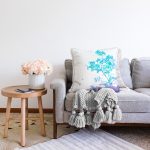 Beyaz Zeminde Sulu boya Çiçek Motifli Dijital Baskılı Dekoratif Raşel Kadife Yastık Kırlent Kılıfı Realhomes