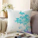 Beyaz Zeminde Sulu boya Çiçek Motifli Dijital Baskılı Dekoratif Raşel Kadife Yastık Kırlent Kılıfı Realhomes