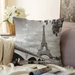 - Sonil-K26-Gorsel - Realhomes Eyfel Kulesi Tasarımlı Dijital Baskılı Dekoratif Raşel Kadife Yastık Kırlent Kılıfı Realhomes