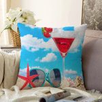 Kokteyl ve Plaj Özel Tasarım Modern Dijital Baskılı Raşel Kadife Yastık Kırlent Kılıfı Realhomes