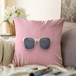 Pembe Zeminde Gold ve Leaf Özel Tasarım Şönil Yastık Kırlent Kılıfı Realhomes