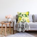 Özel Tasarım Limon Desenli Modern Dijital Baskılı Raşel Kadife Yastık Kırlent Kılıfı Realhomes