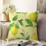 Özel Tasarım Limon Desenli Modern Dijital Baskılı Raşel Kadife Yastık Kırlent Kılıfı Realhomes