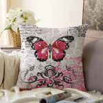 - Sonil-K31-Gorsel - Realhomes  Kelebek Tasarımlı Dijital Baskılı Dekoratif Modern Raşel Kadife Yastık Kırlent Kılıfı Realhomes