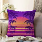 - Sonil-K3184-Gorsel - Realhomes Mor Renkli Plaj Özel Tasarımlı Dijital Baskılı Modern Şönil Yastık Kırlent Kılıfı Realhomes