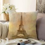 - Sonil-K33-Gorsel - Realhomes  Eyfel Kulesi Tasarımlı Dijital Baskılı Dekoratif Raşel Kadife Yastık Kırlent Kılıfı Realhomes