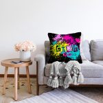 Siyah Zeminde Cool Tasarımlı Dijital Baskılı Raşel Kadife Yastık Kırlent Kılıfı Realhomes