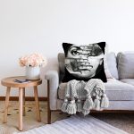 Siyah - Beyaz Fornosetti Tasarımlı Modern Dekoratif Raşel Kadife Yastık Kırlent Kılıfı Realhomes