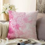 Pembe Kalp Ve Kelebek Temalı Dijital Baskılı Dekoratif Raşel Kadife Yastık Kırlent Kılıfı Realhomes