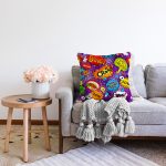 Mor Zeminli Pop Art Özel Tasarım Dijital Baskılı Modern Raşel Kadife Yastık Kırlent Kılıfı Realhomes