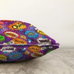 Mor Zeminli Pop Art Özel Tasarım Dijital Baskılı Modern Raşel Kadife Yastık Kırlent Kılıfı Realhomes