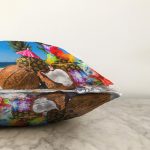 Sahilde Ananaslar Dijital Baskılı Modern Raşel Kadife Yastık Kırlent Kılıfı Realhomes