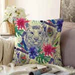 - Sonil-K3424-Gorsel - Realhomes Özel Tasarım Suluboya Amazon Desenli Dijital Baskılı Raşel Kadife Yastık Kırlent Kılıfı Realhomes