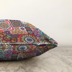 Realhomes Renkli Mozaik Desenli Dijital Baskılı Modern Raşel Kadife Yastık Kırlent Kılıfı Realhomes