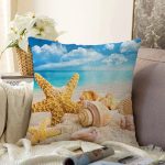 - Sonil-K3436-Gorsel - Realhomes Deniz Yıldızı Midyeler Özel Tasarımlı Modern Raşel Kadife Yastık Kırlent Kılıfı Realhomes