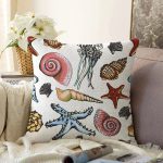 Deniz Yaşamı Özel Tasarımlı Dijital Baskılı Modern Şönil Yastık Kırlent Kılıfı Realhomes