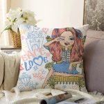 Peace Love Fashion Temalı Dijital Baskılı Modern Raşel Kadife Yastık Kırlent Kılıfı Realhomes