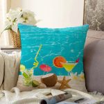 Summer Deniz Temalı Dijital Baskılı Modern Raşel Kadife Yastık Kırlent Kılıfı Realhomes