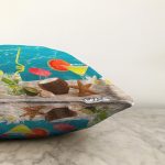 Summer Deniz Temalı Dijital Baskılı Modern Raşel Kadife Yastık Kırlent Kılıfı Realhomes
