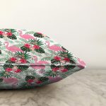 Realhomes Flamingo Devetabanı Çizimli Özel Tasarım Dijital Baskılı Modern Raşel Kadife Yastık Kırlent Kılıfı Realhomes