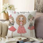 Best Friends Özel Tasarım Dijital Baskılı Modern Raşel Kadife Yastık Kırlent Kılıfı Realhomes