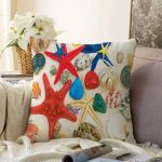 Renkli Deniz Canlıları Özel Tasarımlı Modern Raşel Kadife Yastık Kırlent Kılıfı Realhomes