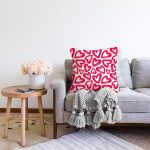 Realhomes Modern Çizimli Kalpler Tasarımlı Dijital Baskılı Modern Raşel Kadife Yastık Kırlent Kılıfı Realhomes