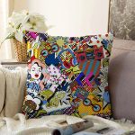 Retro Pop Art Modern Tasarımlı Dijital Baskılı Modern Raşel Kadife Yastık Kırlent Kılıfı Realhomes
