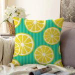 - Sonil-K3471-Gorsel - Realhomes Yeşil Zeminde Limonlar Özel Tasarımlı Modern Raşel Kadife Yastık Kırlent Kılıfı Realhomes