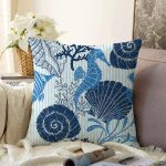 - Sonil-K3472-Gorsel - Realhomes  Mavi Deniz Canlıları Temalı Dijital Baskılı Modern Raşel Kadife Yastık Kırlent Kılıfı Realhomes
