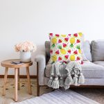 Realhomes Watercolor Karpuz Ananas Desenli Dijital Baskılı Modern Raşel Kadife Yastık Kırlent Kılıfı Realhomes