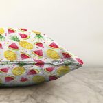 Realhomes Watercolor Karpuz Ananas Desenli Dijital Baskılı Modern Raşel Kadife Yastık Kırlent Kılıfı Realhomes