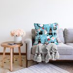 - Sonil-K3488-Gorsel-1 - Realhomes Mavi Zeminli Kedicikler Özel Tasarımlı Modern Raşel Kadife Yastık Kırlent Kılıfı Realhomes