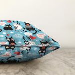 - Sonil-K3488-Gorsel-2 - Realhomes Mavi Zeminli Kedicikler Özel Tasarımlı Modern Raşel Kadife Yastık Kırlent Kılıfı Realhomes