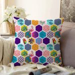 Renkli Mozaik Desenli Modern Dijital Baskılı Şönil Yastık Kırlent Kılıfı Realhomes