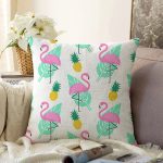 - Sonil-K3496-Gorsel - Realhomes  Realhomes Pembe Flamingo Özel Tasarımlı Dijital Baskılı Modern Raşel Kadife Yastık Kırlent Kılıfı Realhomes