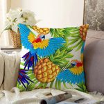 - Sonil-K3497-Gorsel - Realhomes Ananas Tropikal Desenli Özel Tasarım Dijital Baskılı Modern Raşel Kadife Yastık Kırlent Kılıfı Realhomes