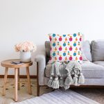 Realhomes Renkli Ananas Motifli Dijital Baskılı Modern Raşel Kadife Yastık Kırlent Kılıfı Realhomes