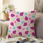 - Sonil-K3523-Gorsel - Realhomes  Pembe Uğurböceği Özel Tasarımlı Dijital Baskılı Modern Raşel Kadife Yastık Kırlent Kılıfı Realhomes