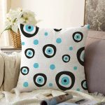 - Sonil-K3527-Gorsel - Realhomes Nazar Boncuğu Motifli Özel Tasarımlı Dijital Baskılı Modern Raşel Kadife Yastık Kırlent Kılıfı Realhomes