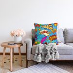 - Sonil-K3530-Gorsel-1 - Realhomes  Mavi Zeminli Popart Özel Tasarım Dijital Baskılı Modern Raşel Kadife Yastık Kırlent Kılıfı Realhomes